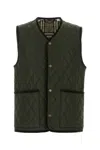 Burberry Quilted Green Gilet With Distinctive Button Closure In Shale
