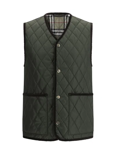 Burberry Diamond-quilted Gilet In Black