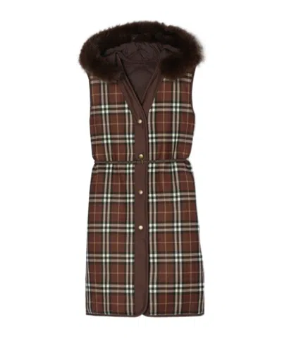 Burberry Veste Sans Manches Ashfields Réversible Check À Capuche In Multi