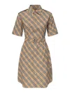 Burberry Classic Check Cotton Dress With Belted Waist In Multi