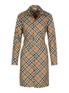Burberry Waist Belted Shirt Dress With Checked Pattern In Beige