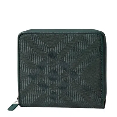Burberry Vine Men's Check Medium Zip Wallet In Green