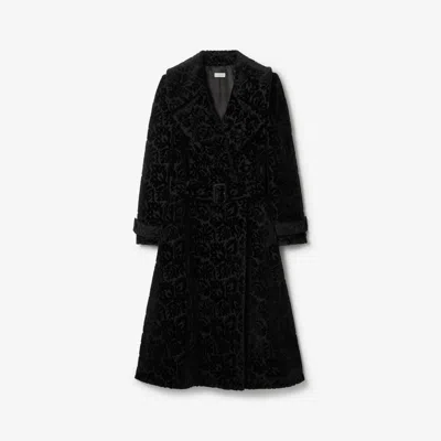 Burberry Vine Silk Blend Velvet Tailored Coat In Black