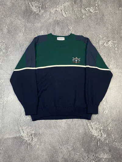 Pre-owned Burberry Vintage 90's S London Saling Crew Green Sweater