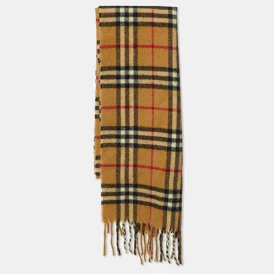 Pre-owned Burberry Vintage Beige Check Wool & Angora Scarf In Sand