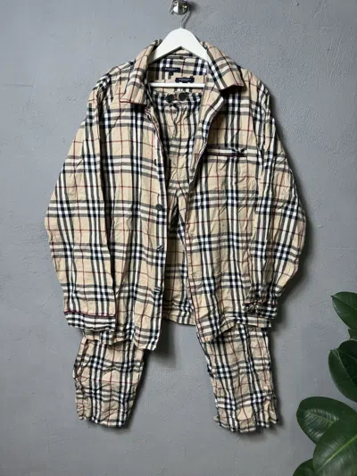 Pre-owned Burberry Vintage  One Set Pajamas Nova Check In Beige