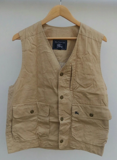 Pre-owned Burberry Vintage  Vest Gilet Size L Large In Cream