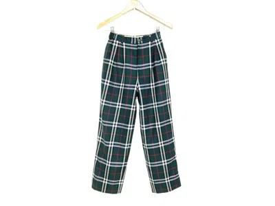 Pre-owned Burberry Vintage 's Woolchecker Plaid Pants Mods Style In Green Plaid Blue/red/white