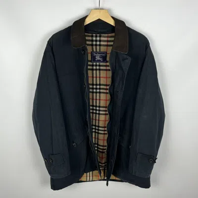 Pre-owned Burberry Vintage S Nova Check Heritage Heavy Jacket 90's In Blue