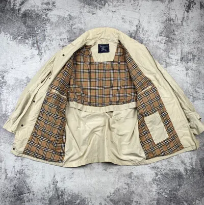 Pre-owned Burberry Vintage S Nylon Trench Monogram Jacket In Beige