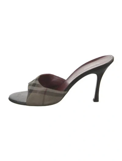 Pre-owned Burberry Vintage Canvas Mules In Neutral