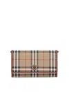 Burberry Beige Fabric Wallet With Multicolor Check Pattern In Beige