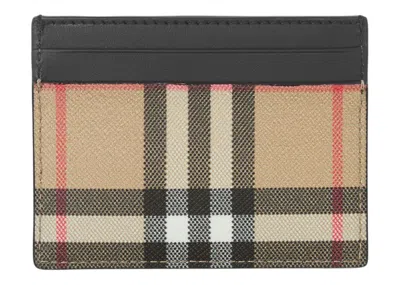Pre-owned Burberry Vintage Check (5 Slot) Card Case In Black/archive Beige