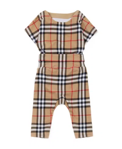 Burberry Vintage Check Babygrow Set In Multicolor