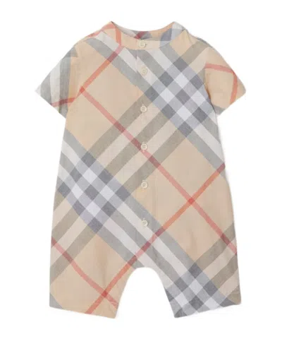 Burberry Vintage Check Babygrow Set In Nude