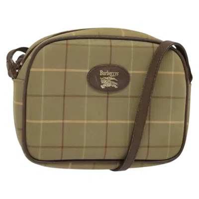 Pre-owned Burberry Vintage Check Beige Canvas Shoulder Bag ()