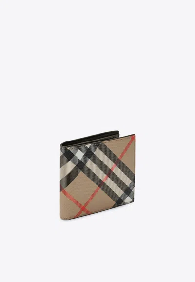 Burberry Signature Check Bi-fold Wallet In Cream