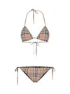 Burberry Check Motif Triangle Bikini Set In Brown