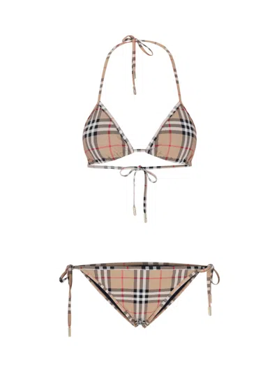 Burberry 'vintage Check' Bikini Set In Brown