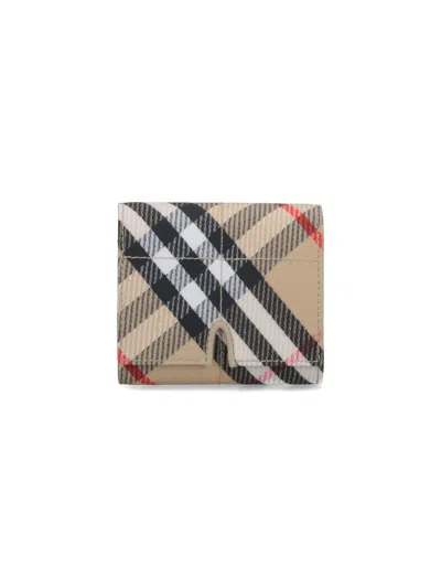 Burberry Vintage Check Book Wallet In Beige