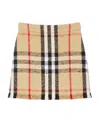 Burberry Check Cotton-blend Miniskirt In Nude