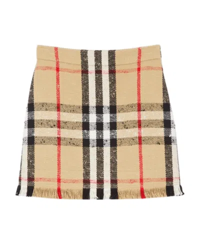 BURBERRY BURBERRY CHECKED FRAYED EDGE MINI SKIRT