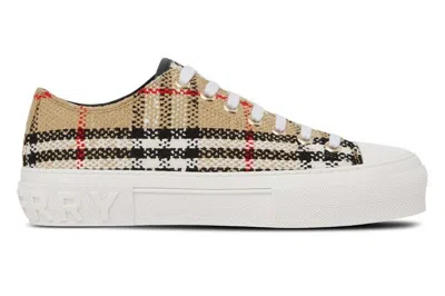 Pre-owned Burberry Vintage Check Boucle Low-top Sneakers Beige (women's)