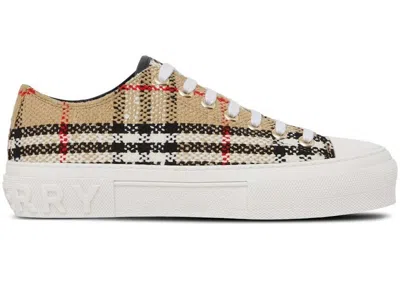 Pre-owned Burberry Vintage Check Boucle Lowtop Sneakers (women's) In Beige In Sand
