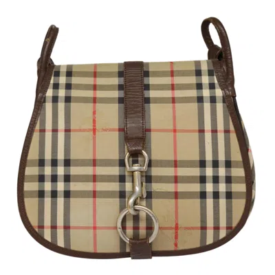 Pre-owned Burberry Vintage Check Brown Canvas Shoulder Bag ()