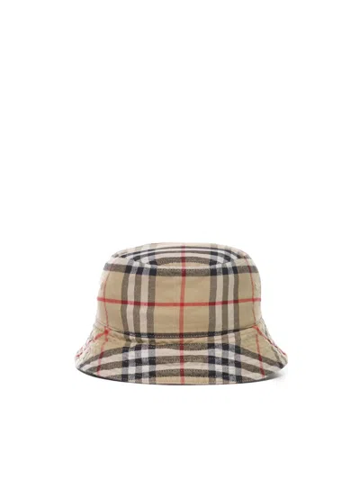 Burberry Cotton Bucket Hat In Nude & Neutrals
