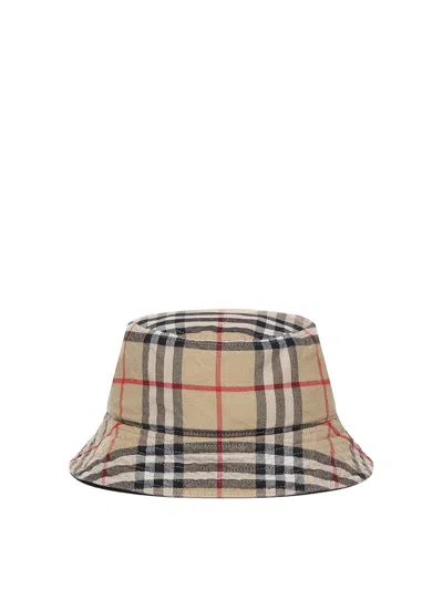 Burberry Vintage Check Bucket Hat In Cotton In Brown