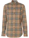 Burberry Ladies Vintage Check Stretch Cotton Button-down Collar Shirt In Brown