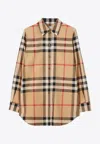 Burberry Check Cotton Shirt In Beige
