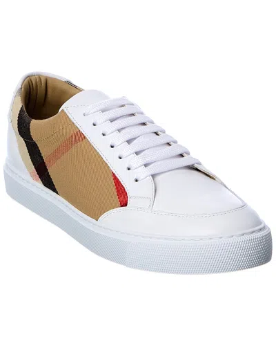 Burberry Vintage Check Canvas & Leather Sneaker In White
