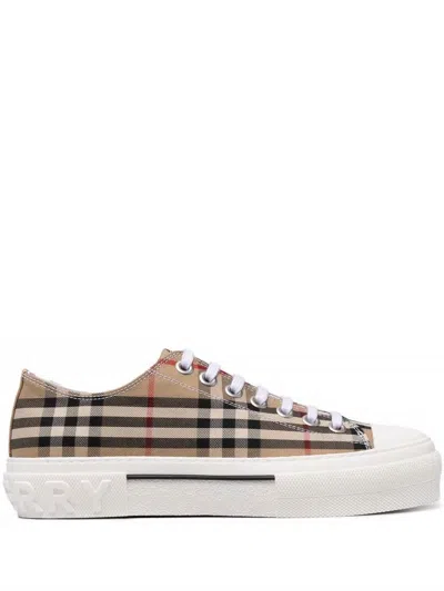 Burberry Beige Vintage Check Sneakers For Men