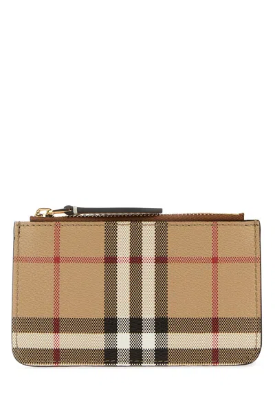 Burberry Vintage Check Card Case In Beige