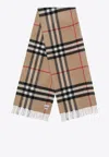Burberry Vintage Check Cashmere Fringed Scarf In Multi
