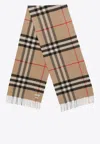 Burberry Vintage Check Cashmere Fringed Scarf In Multi