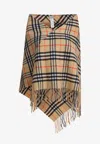 Burberry Vintage Check Cashmere Poncho In Brown