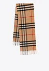 Shop Burberry Vintage Check-pattern Cashmere Scarf In Beige