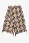 Burberry Happy Check Pattern Cashmere Scarf In Beige