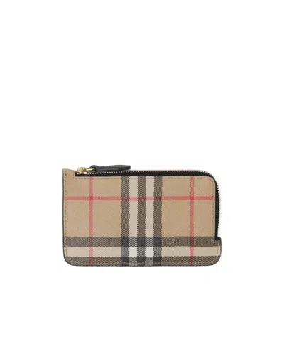 Burberry Vintage Check Compact Wallet In Nude