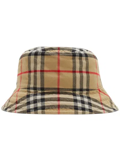 BURBERRY VINTAGE CHECK COTTON BUCKET HAT