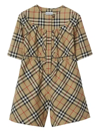 BURBERRY VINTAGE CHECK COTTON JUMPSUIT