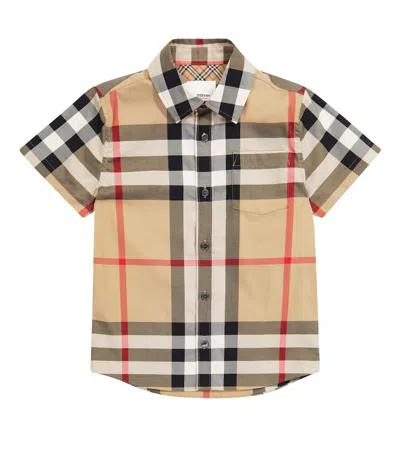 Burberry Kids' Vintage Check Cotton Shirt In Archive Beige