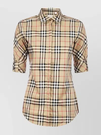 Burberry Vintage Check Cotton Shirt In Cream