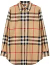 Burberry Check Cotton Shirt In Nude