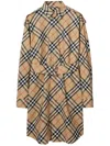 Burberry Chemisier Cotton Short Dress With Check Print In Brown
