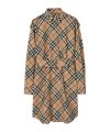 Burberry Vintage Check Long Sleeved Shirt Dress In Brown