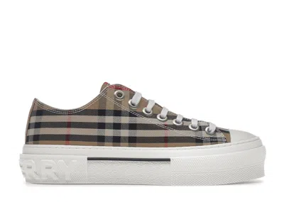 Pre-owned Burberry Vintage Check Cotton Sneakers (women's)in Archive Beige/white